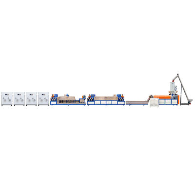 قیمت خوب 0.4-1.2mm PP بسته بندي نوار ساخت ماشین دو پیچ خط تولید اکستروژن آنلاین