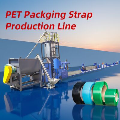 قیمت خوب خط تولید تسمه PET تک پیچ با جنس پیچ 38CrMoALA، ظرفیت 250-500 کیلوگرم در ساعت و الگوهای برجسته سازی قابل تنظیم آنلاین